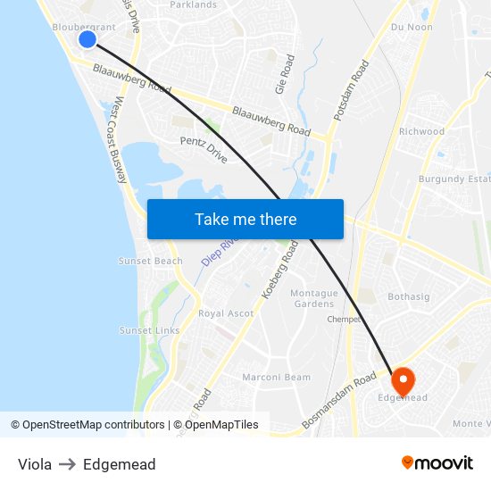 Viola to Edgemead map