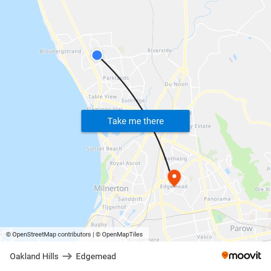 Oakland Hills to Edgemead map