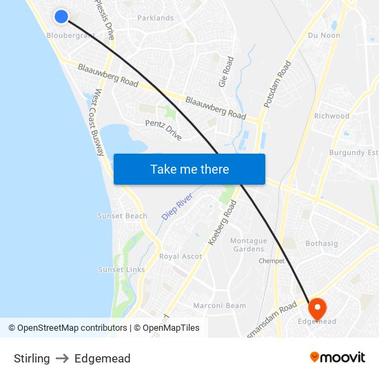 Stirling to Edgemead map