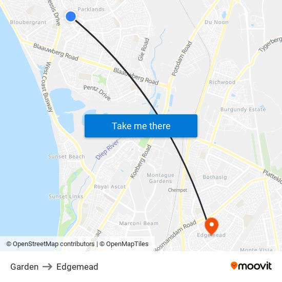 Garden to Edgemead map