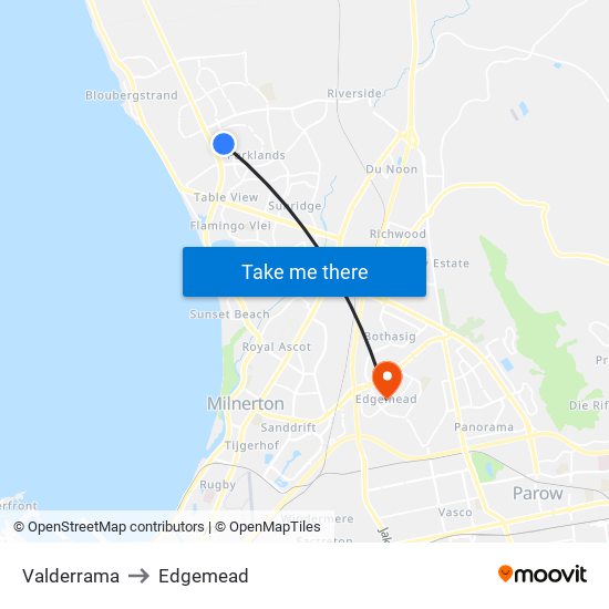 Valderrama to Edgemead map