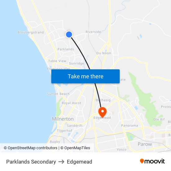 Parklands Secondary to Edgemead map