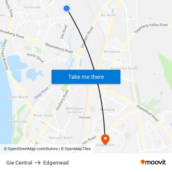 Gie Central to Edgemead map