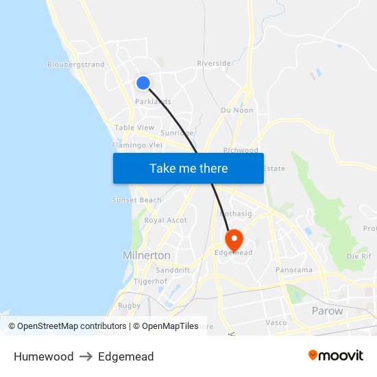 Humewood to Edgemead map