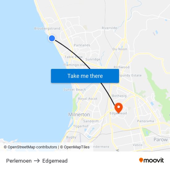 Perlemoen to Edgemead map