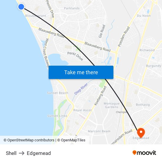 Shell to Edgemead map