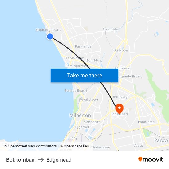 Bokkombaai to Edgemead map