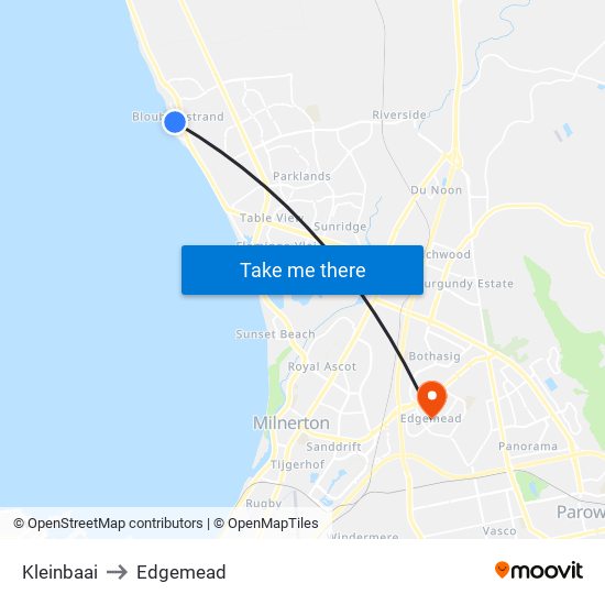 Kleinbaai to Edgemead map