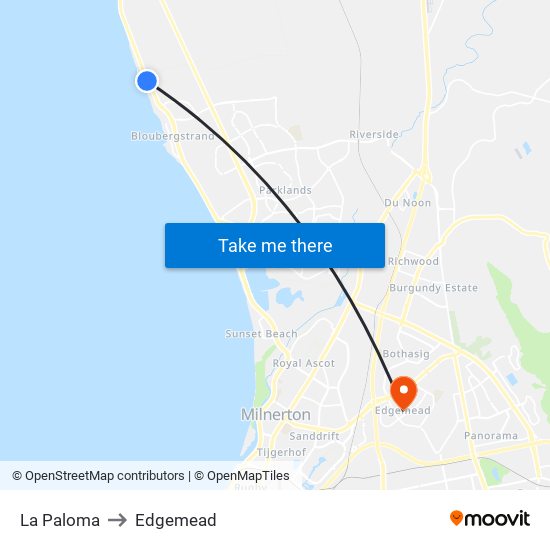 La Paloma to Edgemead map