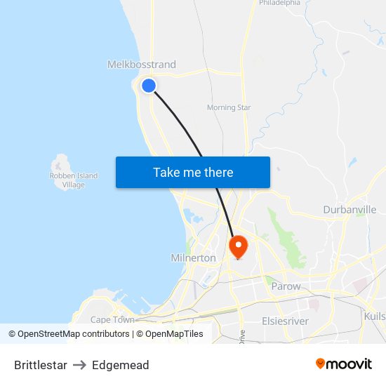 Brittlestar to Edgemead map