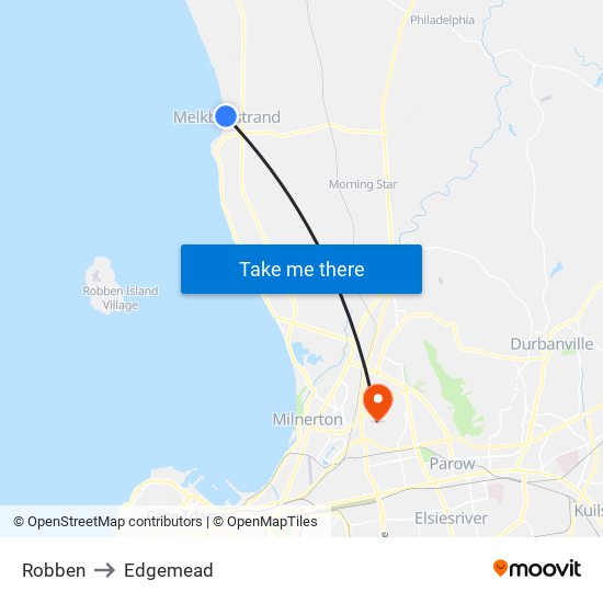 Robben to Edgemead map