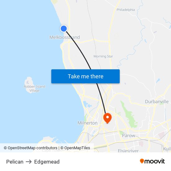 Pelican to Edgemead map