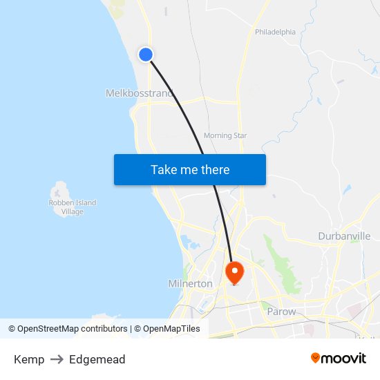 Kemp to Edgemead map