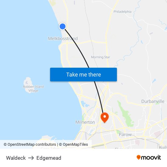 Waldeck to Edgemead map