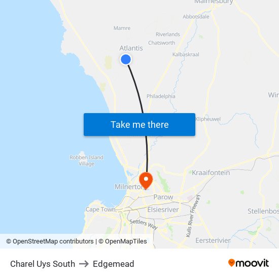 Charel Uys South to Edgemead map