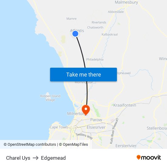 Charel Uys to Edgemead map