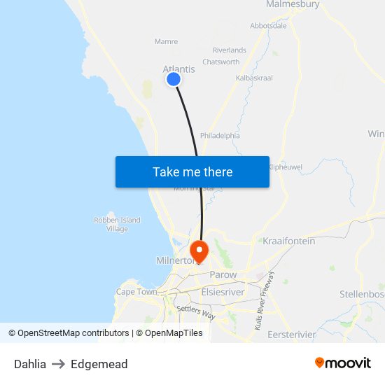 Dahlia to Edgemead map