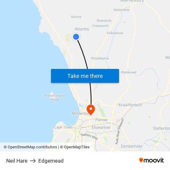 Neil Hare to Edgemead map