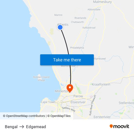 Bengal to Edgemead map