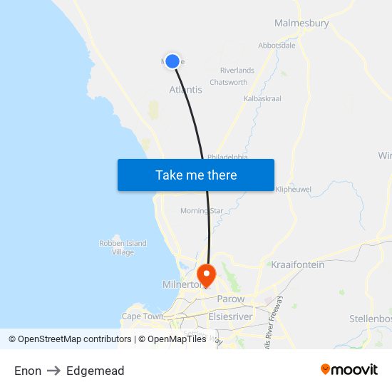 Enon to Edgemead map