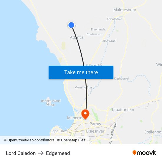 Lord Caledon to Edgemead map