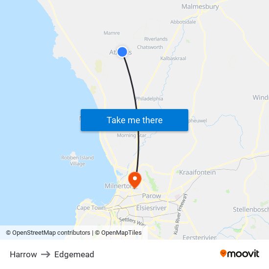 Harrow to Edgemead map