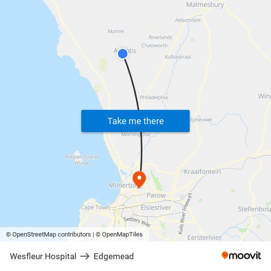 Wesfleur Hospital to Edgemead map