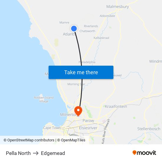 Pella North to Edgemead map