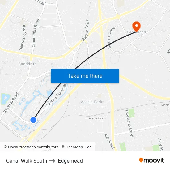 Canal Walk South to Edgemead map