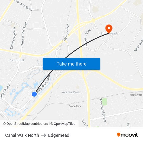 Canal Walk North to Edgemead map