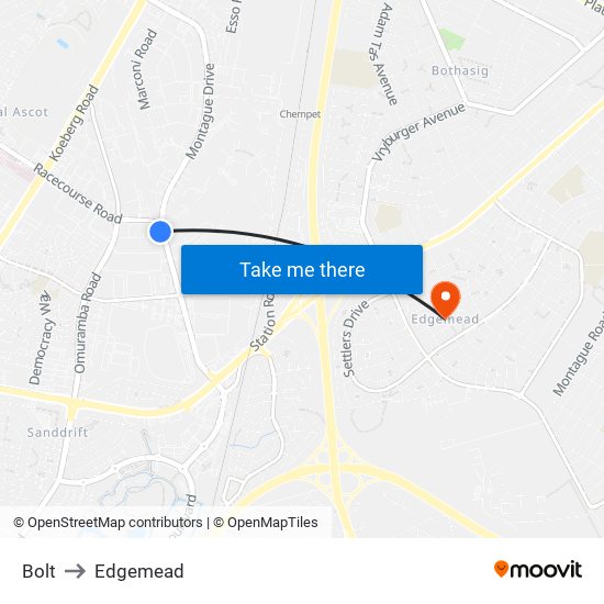 Bolt to Edgemead map