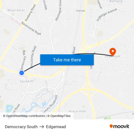 Democracy South to Edgemead map