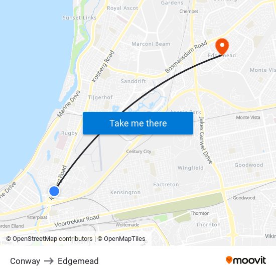 Conway to Edgemead map