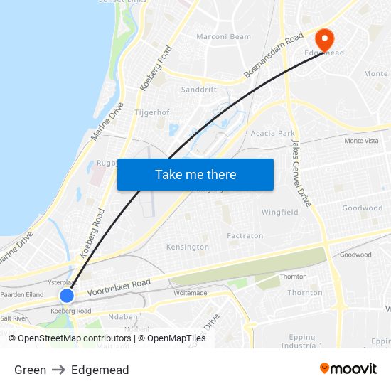 Green to Edgemead map
