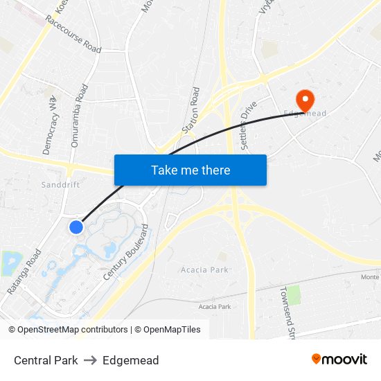 Central Park to Edgemead map