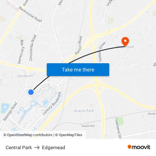 Central Park to Edgemead map