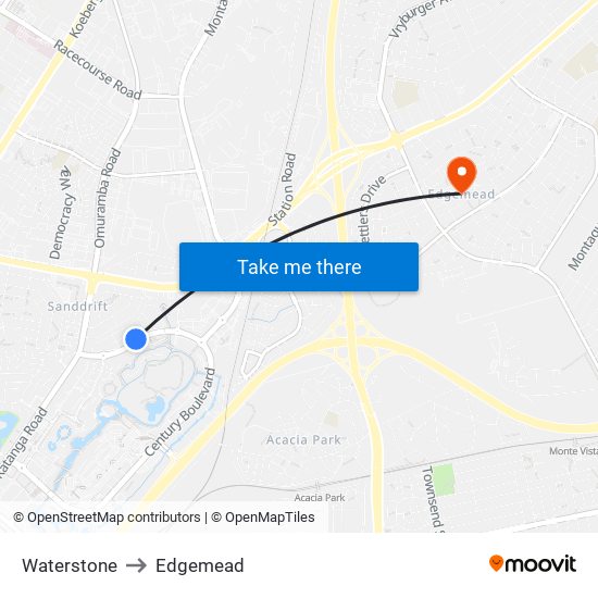 Waterstone to Edgemead map