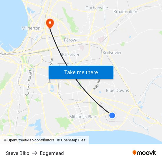 Steve Biko to Edgemead map