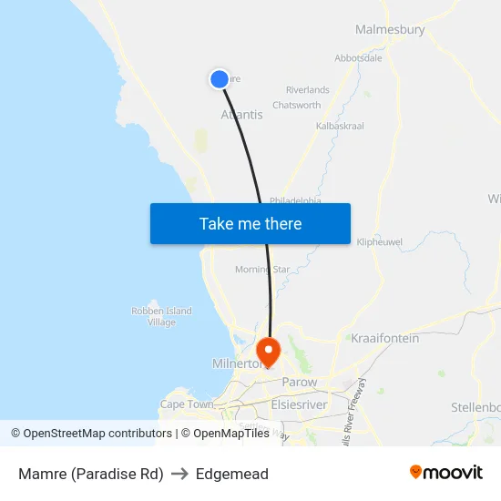 Mamre (Paradise Rd) to Edgemead map