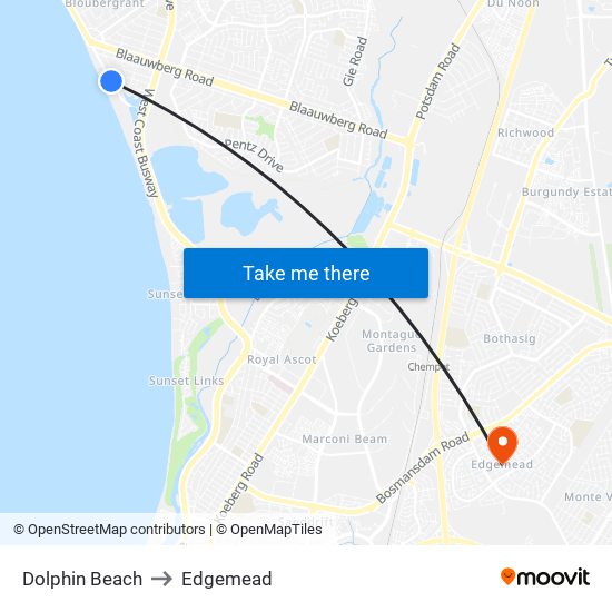 Dolphin Beach to Edgemead map