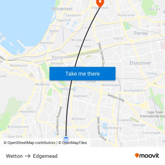 Wetton to Edgemead map