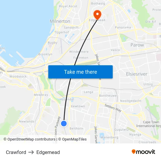 Crawford to Edgemead map