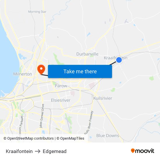 Kraaifontein to Edgemead map