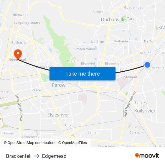 Brackenfell to Edgemead map