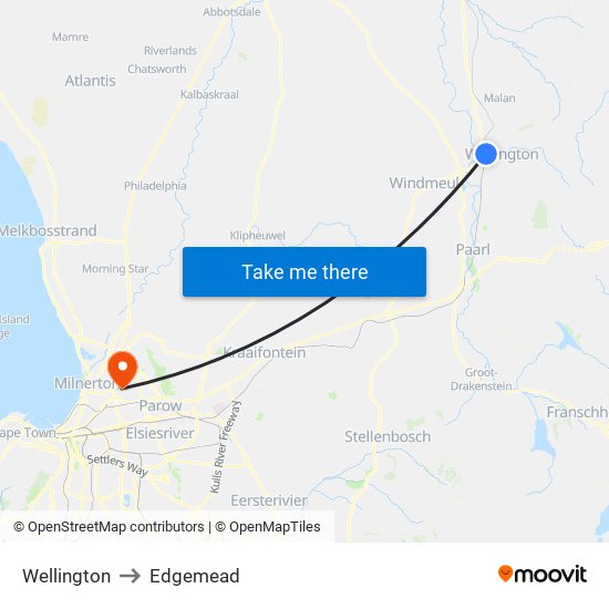 Wellington to Edgemead map