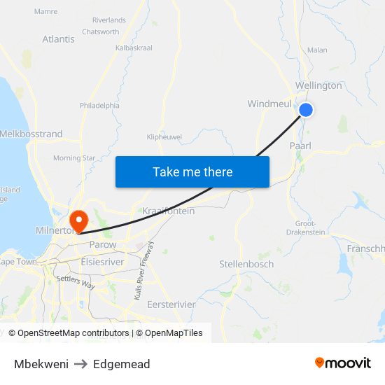 Mbekweni to Edgemead map