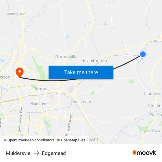 Muldersvlei to Edgemead map