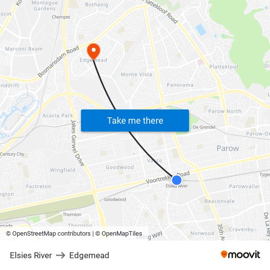 Elsies River to Edgemead map