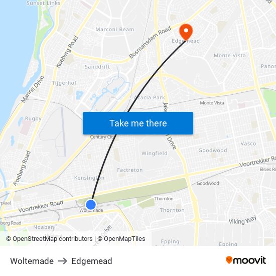 Woltemade to Edgemead map