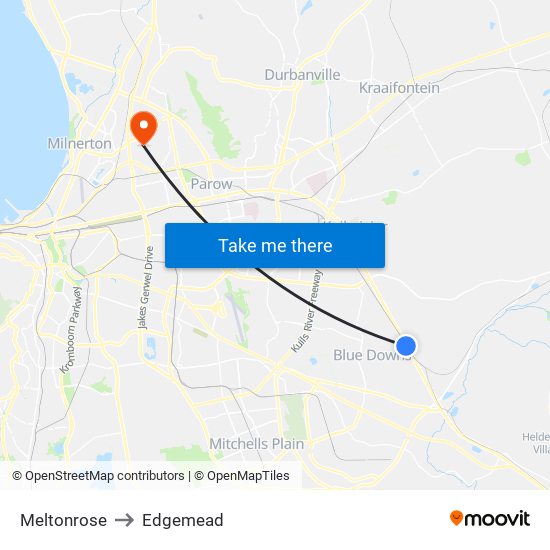 Meltonrose to Edgemead map